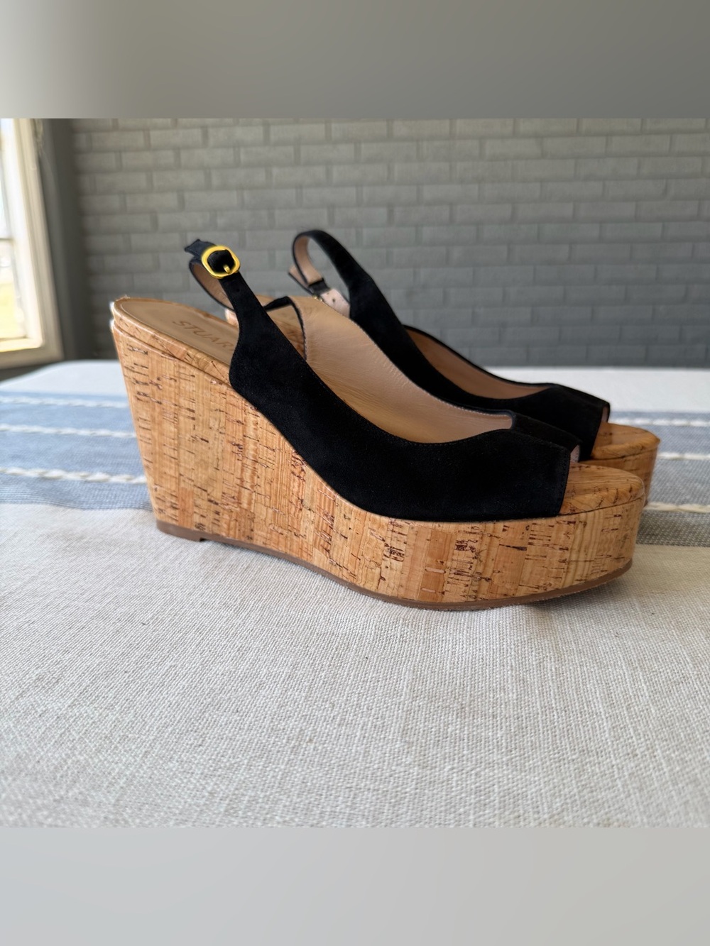 Stuart Weitzman Riviera Slingback Wedge Platform Sandals Size 7.5
